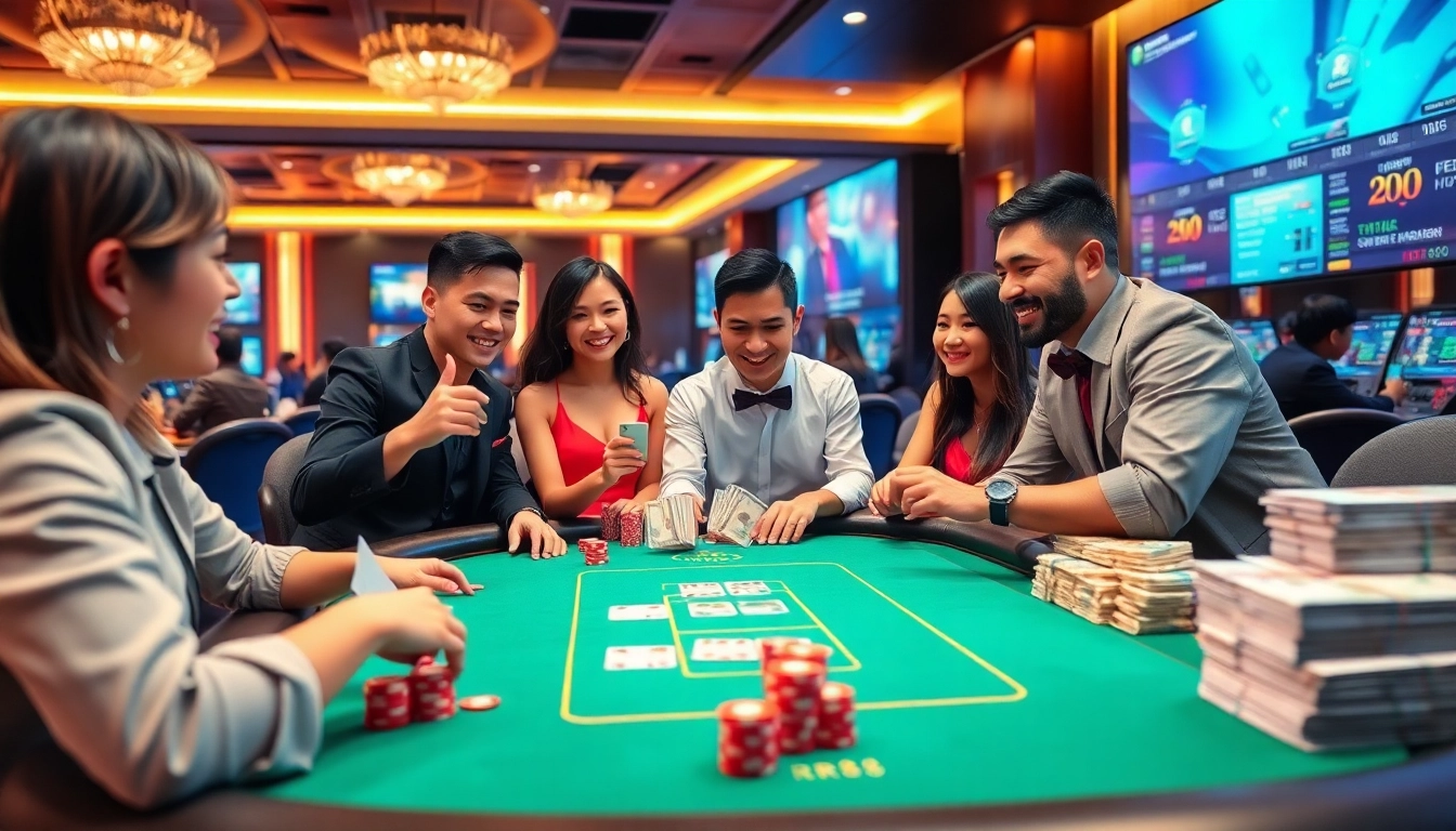 Engaging players explore RR88 live casino, enjoying thrilling card games and vibrant atmosphere.