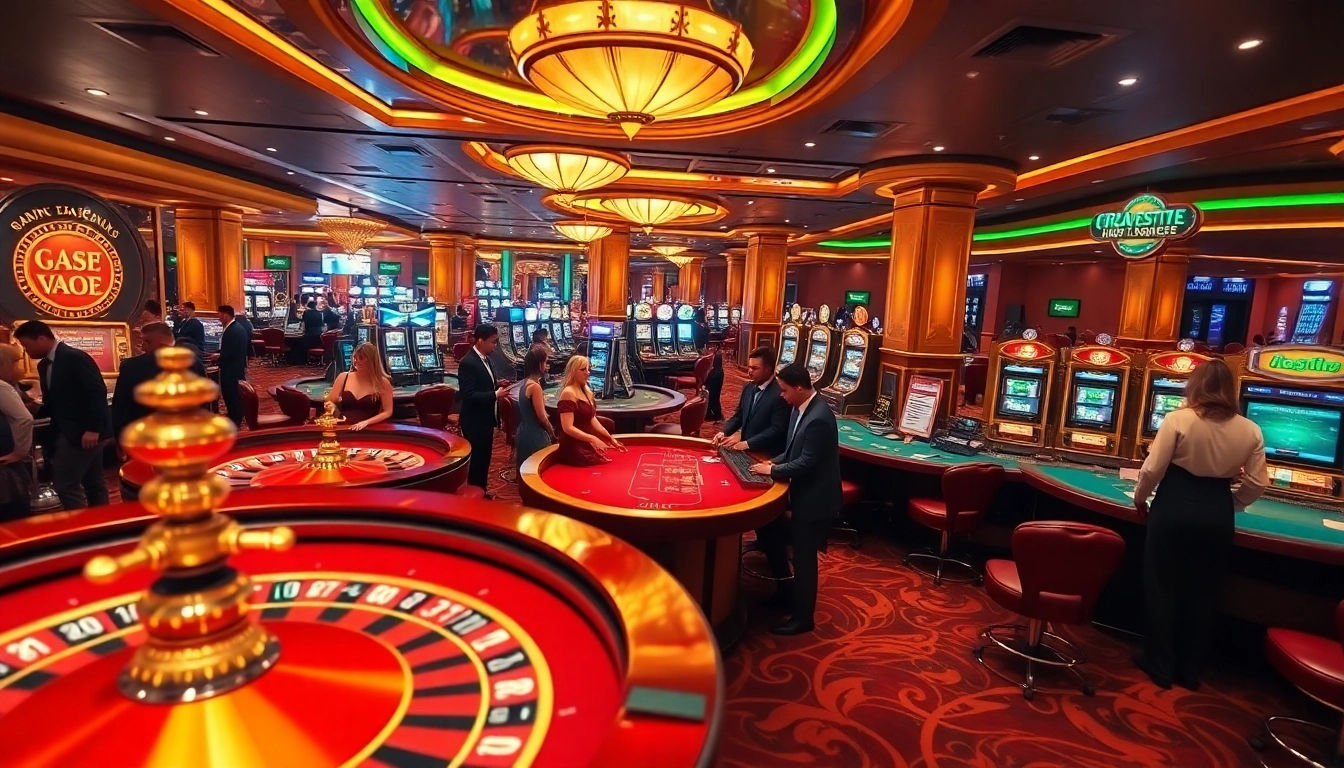 Players enjoying exciting games at rr88com's luxurious casino environment with roulette and poker.