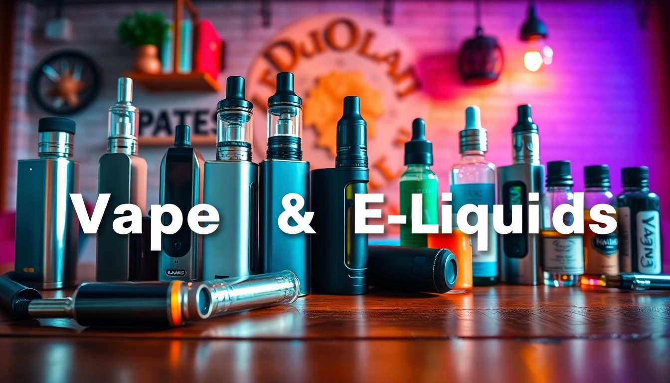Showcasing diverse Vape & E-Liquids in a cozy vape lounge setting.