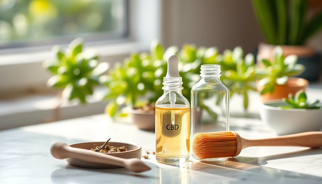 Applying CBD oil for skin in natural light, showcasing its soothing properties and fresh ingredients.