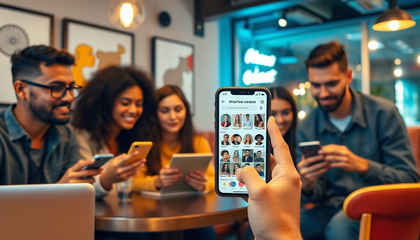 How to find local OnlyFans models showcased by diverse young adults in a trendy café setting.